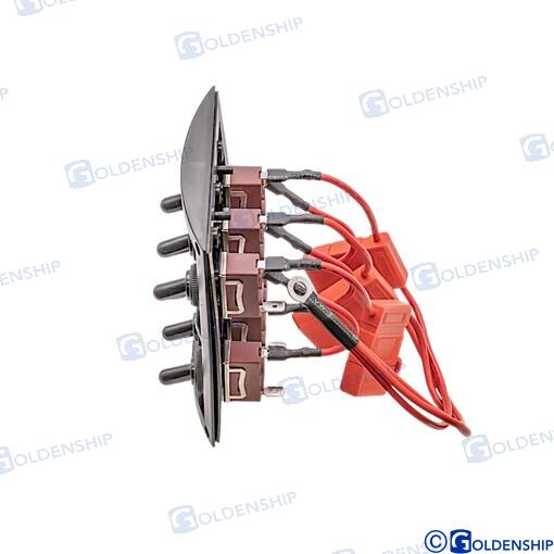 РАСПРЕДЕЛИТЕЛЬНАЯ ПАНЕЛЬ ПЕРЕКЛЮЧЕНИЯ 6 поз. 15А 12В 110 x 125 mm