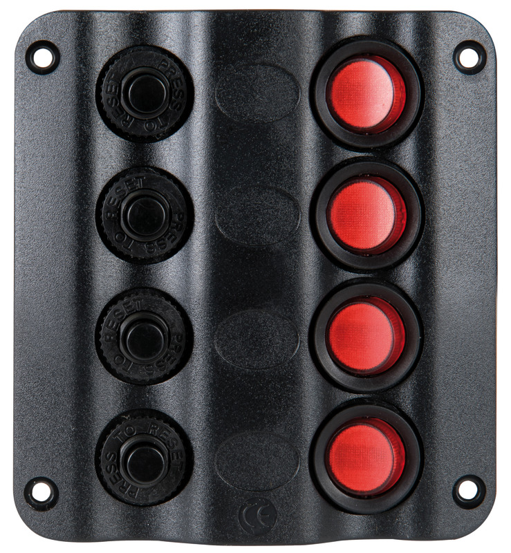 Wave electric control panel 4 switches and fuses 4Ax1 + 6Ax1 + 8Ax1 + 10Ax1 110mm x 100mm IP54