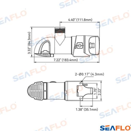 Sump pump Seaflo 12V 1100GPH AUTO S14A Outlet 19mm, 25mm, or 29mm SFBP1-G1100-14A