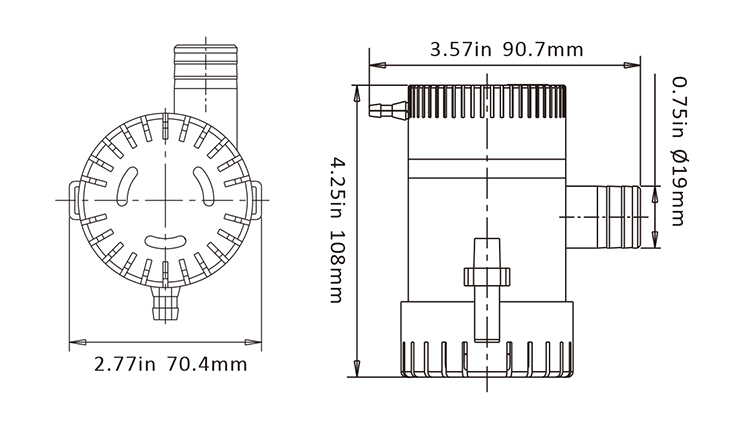 Water pump SEAFLO 750GPH 12V 2.5A 48l/min 19mm SFBP1-G750-01