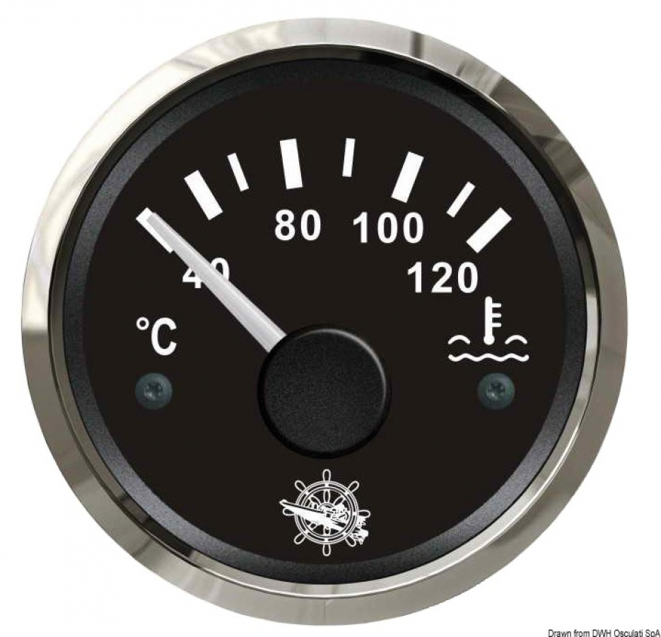 Water temperature gauge 40-120° black-glossy 57mm 12-24V