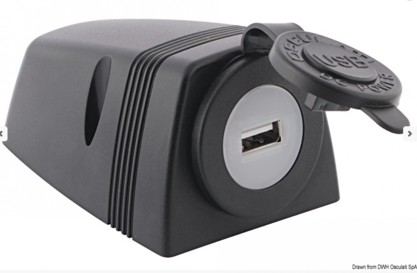 USB-A socket + casing for deck installation Input 12-24V Output 5V 2.1A