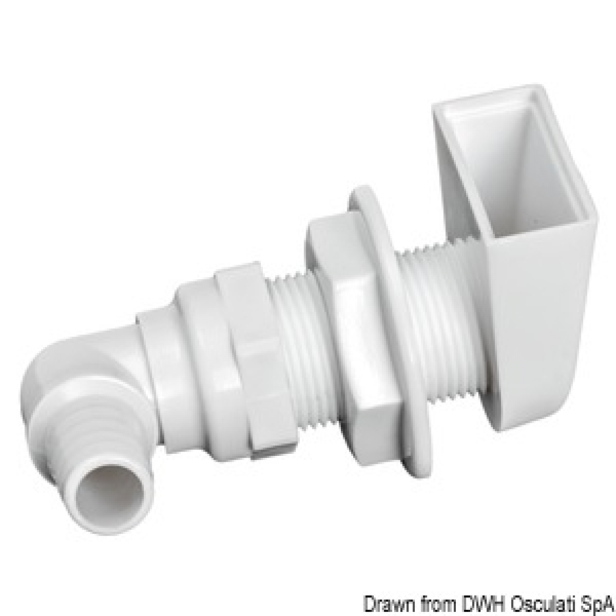 White plastic scupper 90° -input Ø18,5mm - White ABS