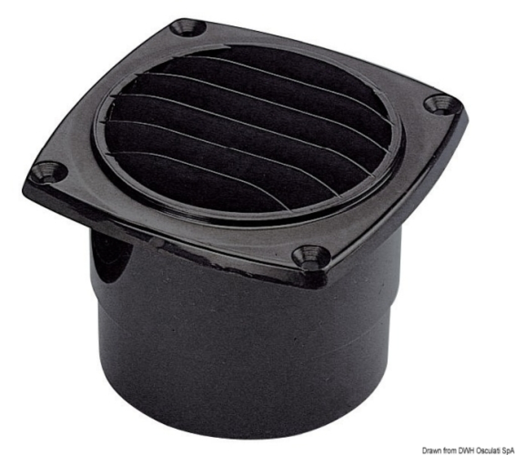 ABS hose vent with collar black 126x126mm for Ø102mm hose